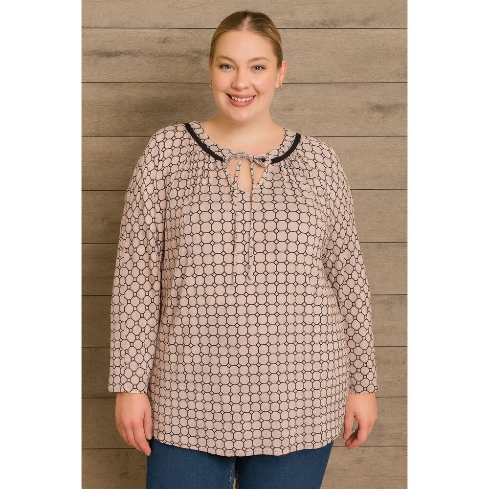 Liz Claiborne Geometric Pink and Black Blouse